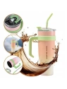 ECARLA kubek termiczny z uchwytem i rurką 1200ml Brzoskwiniowy BD23R