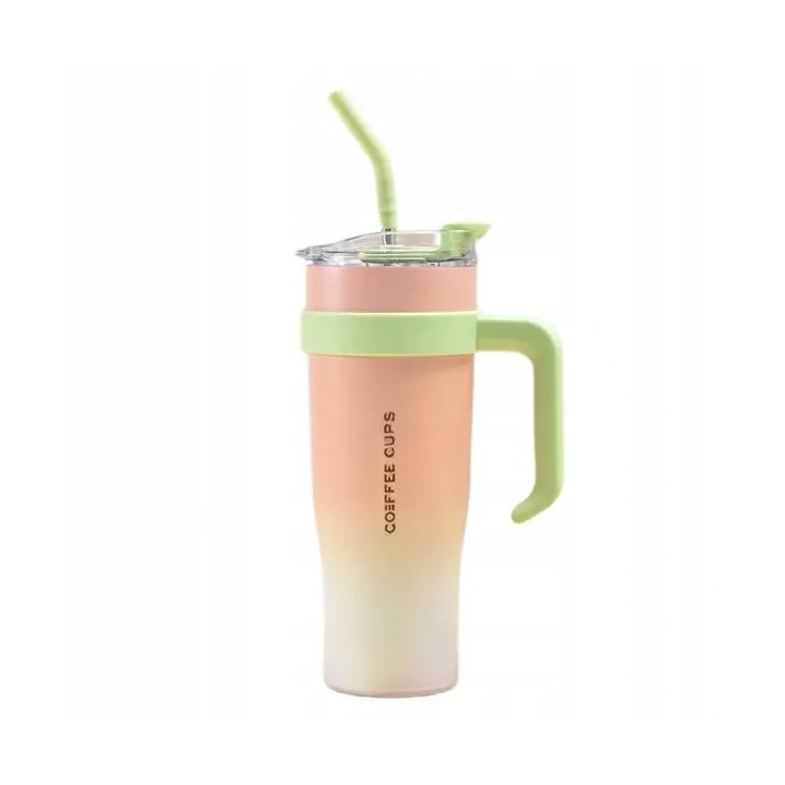 ECARLA kubek termiczny z uchwytem i rurką 1200ml Brzoskwiniowy BD23R