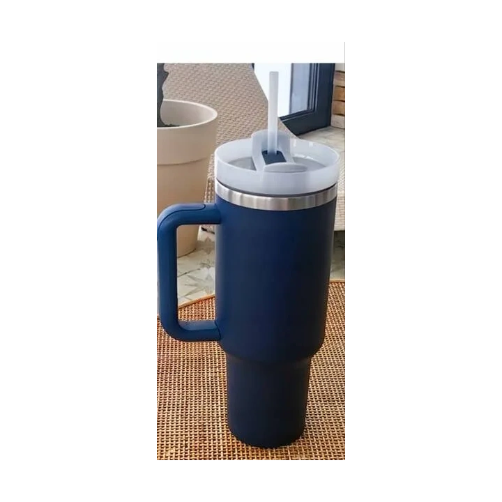 ECARLA kubek termiczny z uchwytem i rurką 1000ml Granat CUP05