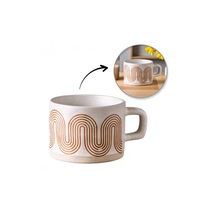 ECARLA kubek z uchem ceramiczny, geometryczny 250ml KB29