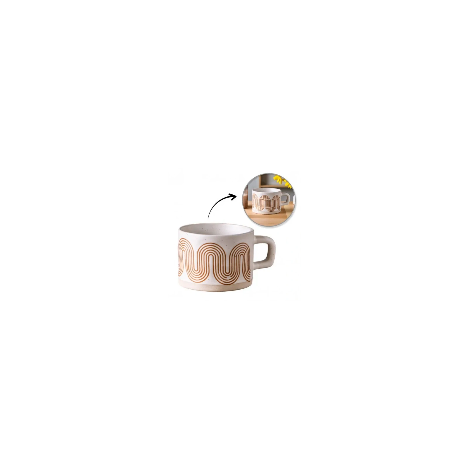 ECARLA kubek z uchem ceramiczny, geometryczny 250ml KB29