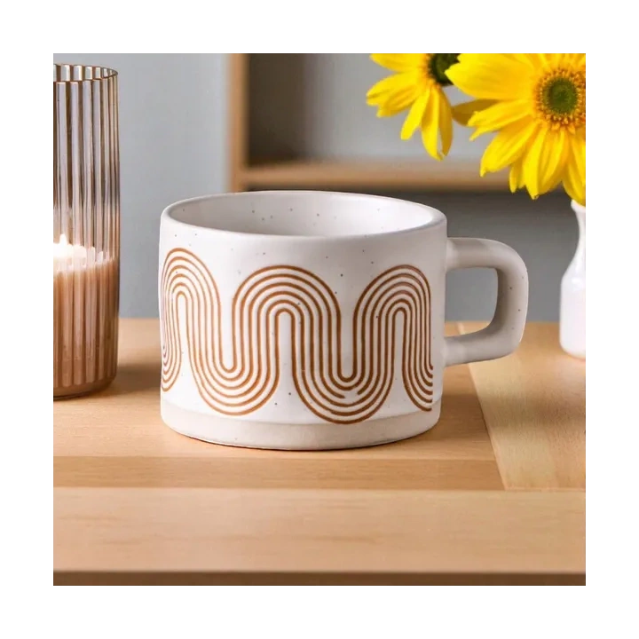 ECARLA kubek z uchem ceramiczny, geometryczny 250ml KB29