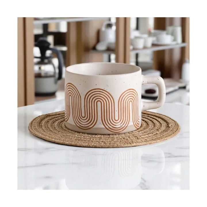 ECARLA kubek z uchem ceramiczny, geometryczny 250ml KB29