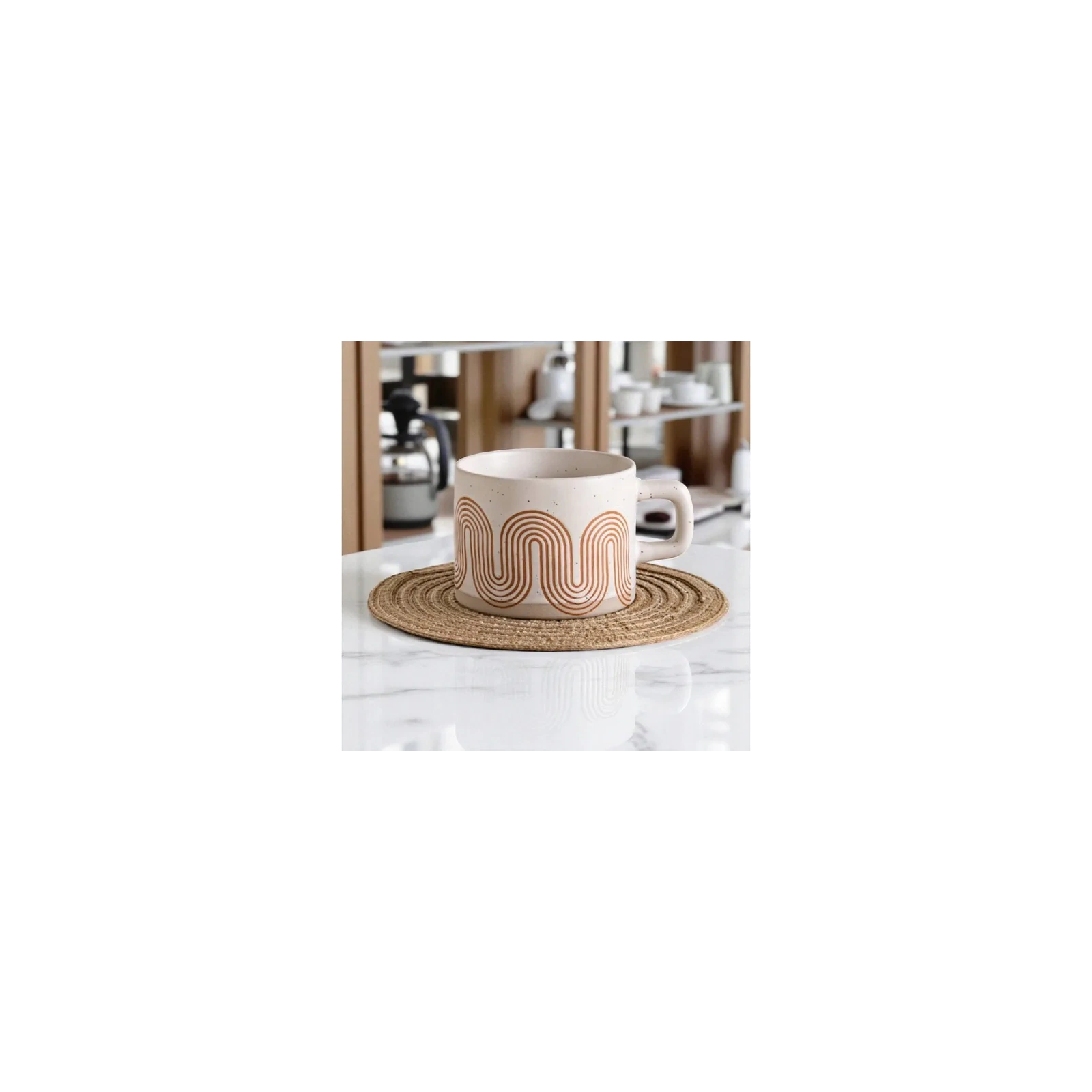 ECARLA kubek z uchem ceramiczny, geometryczny 250ml KB29