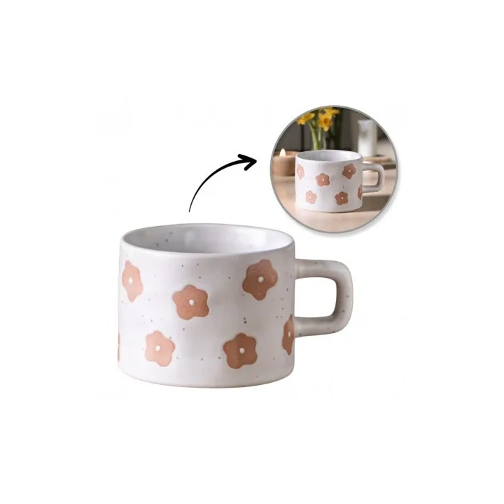 ECARLA kubek z uchem ceramiczny, kwiatowy 250ml KB30