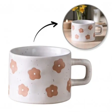 ECARLA kubek z uchem ceramiczny, kwiatowy 250ml KB30