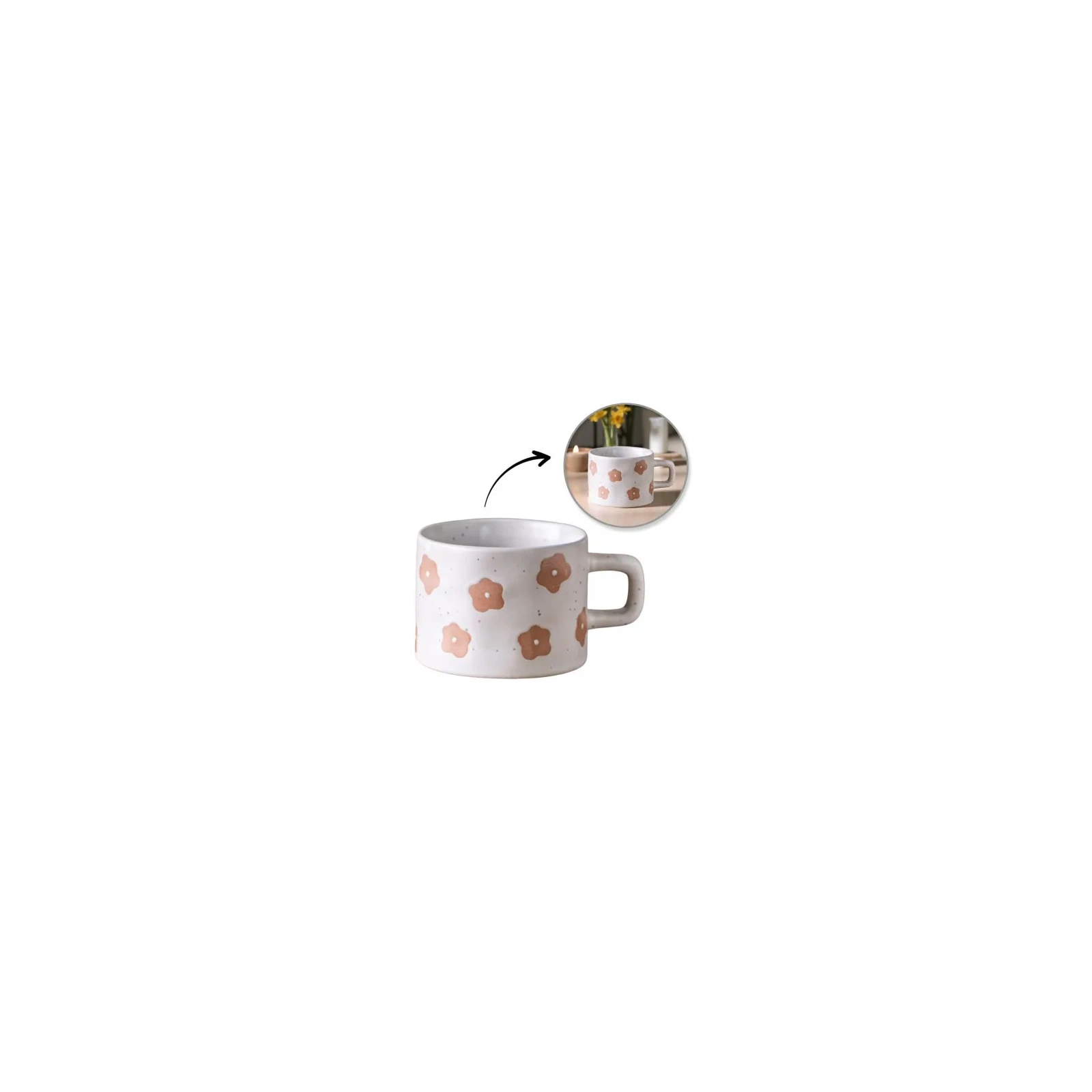 ECARLA kubek z uchem ceramiczny, kwiatowy 250ml KB30