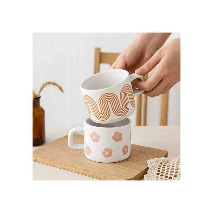 ECARLA kubek z uchem ceramiczny, kwiatowy 250ml KB30