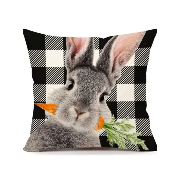 ECARLA Wielkanoc poszewka na poduszkę 45x45cm Królik Black White POD236