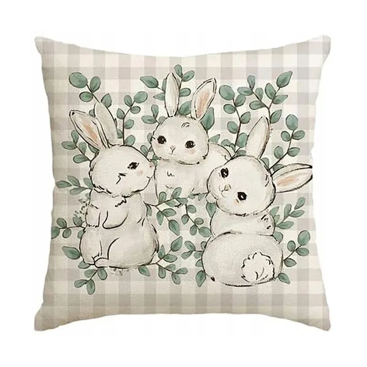 ECARLA Wiosna poszewka na poduszkę 45x45cm Wielkanoc Króliczki POD226