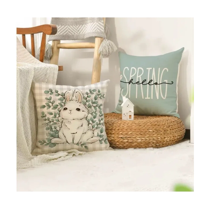 ECARLA Wiosna poszewka na poduszkę 45x45cm Wielkanoc Króliczki POD226