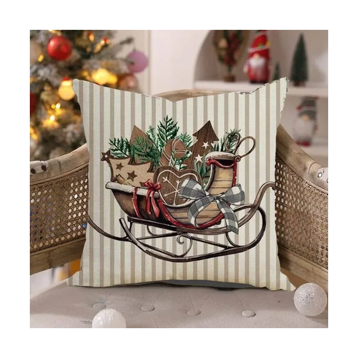 ECARLA Zima świąteczna poszewka na poduszkę 45x45cm Sanki POD209 