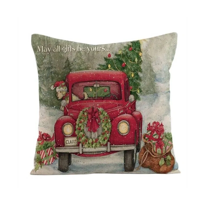 ECARLA Zima świąteczna poszewka na poduszkę 45x45cm Auto POD173 
