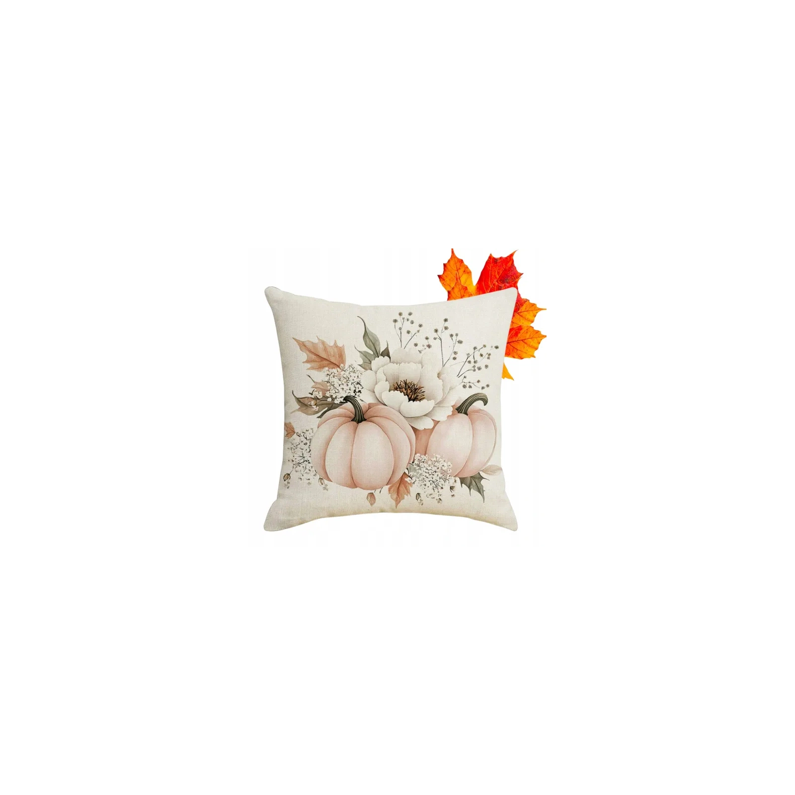 ECARLA Jesień poszewka na poduszkę 45x45 BOHO DYNIE LIŚCIE KWIATY POD240