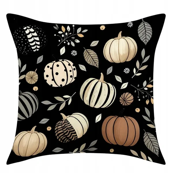 ECARLA Jesień poszewka na poduszkę 45x45 BOHO DYNIE LIŚCIE POD242