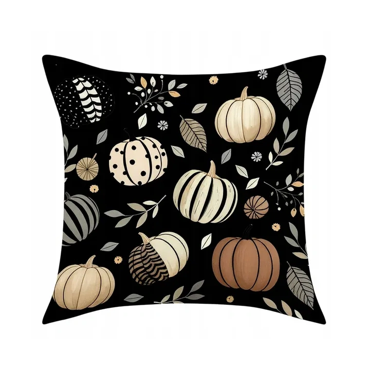 ECARLA Jesień poszewka na poduszkę 45x45 BOHO DYNIE LIŚCIE POD242