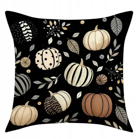 ECARLA Jesień poszewka na poduszkę 45x45 BOHO DYNIE LIŚCIE POD242
