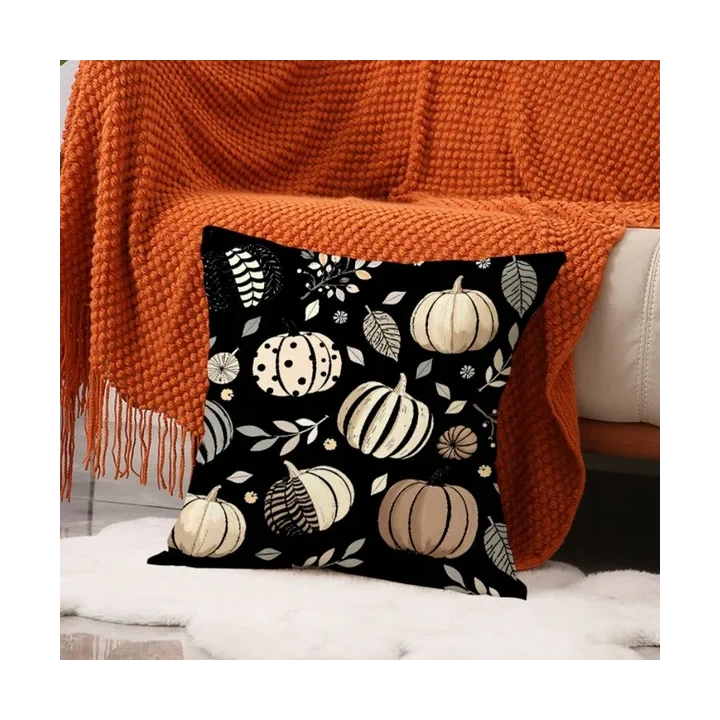ECARLA Jesień poszewka na poduszkę 45x45 BOHO DYNIE LIŚCIE POD242