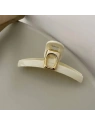 ECARLA spinka-klamra do włosów ze złotą ozdobą 11cm Biała SP304B 