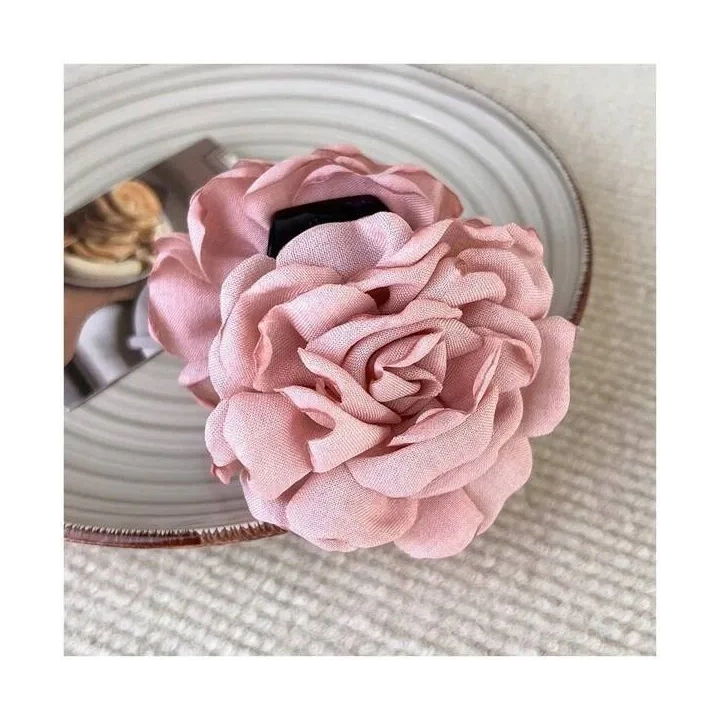 ECARLA spinka-klamra do włosów Kwiat z tkaniny Pudrowy róż XL 9cm SP288R