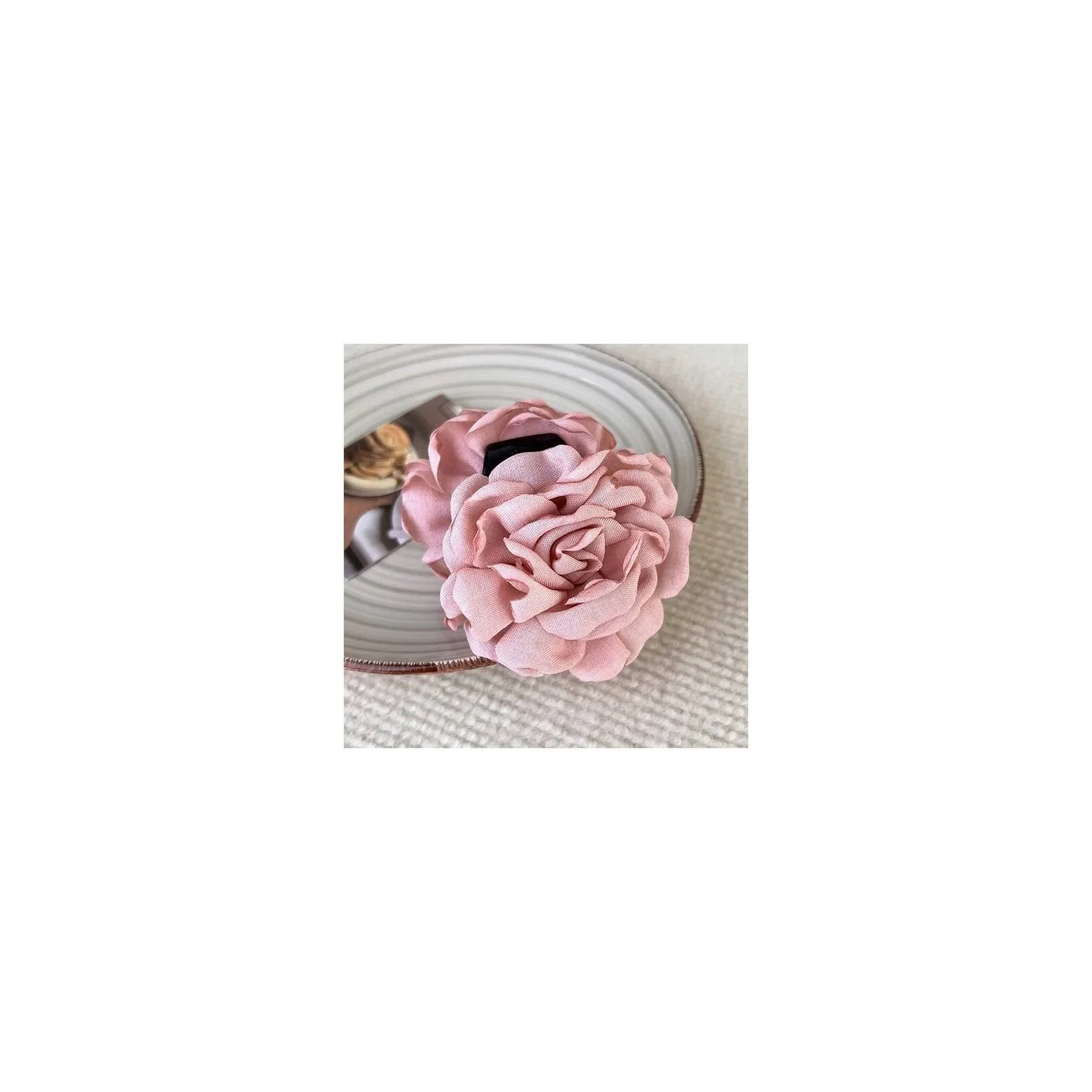 ECARLA spinka-klamra do włosów Kwiat z tkaniny Pudrowy róż XL 9cm SP288R