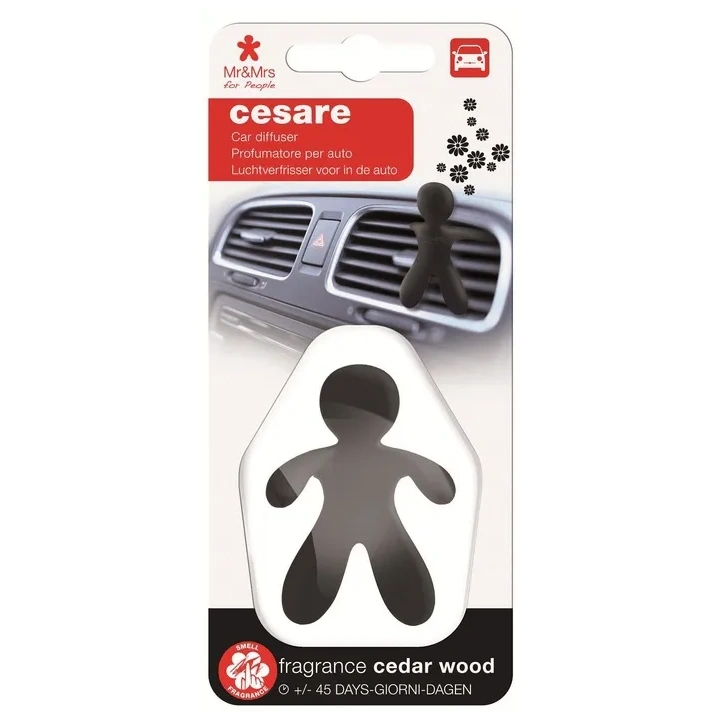 MR&MRS FRAGRANCE Cesare odświeżacz do samochodu Czarny CEDAR WOOD 12g