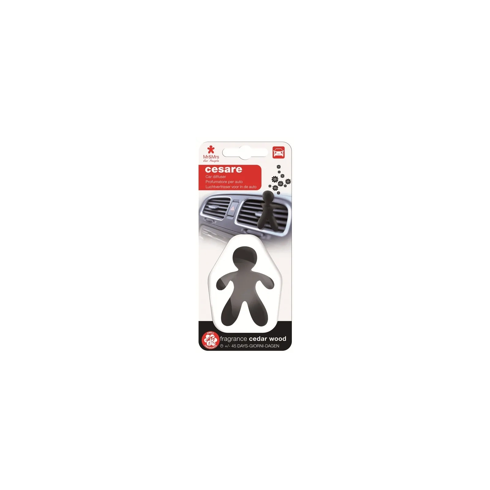MR&MRS FRAGRANCE Cesare odświeżacz do samochodu Czarny CEDAR WOOD 12g