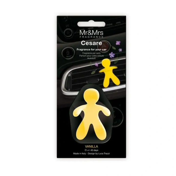 MR&MRS FRAGRANCE Cesare odświeżacz do samochodu Żółty VANILLA 12g