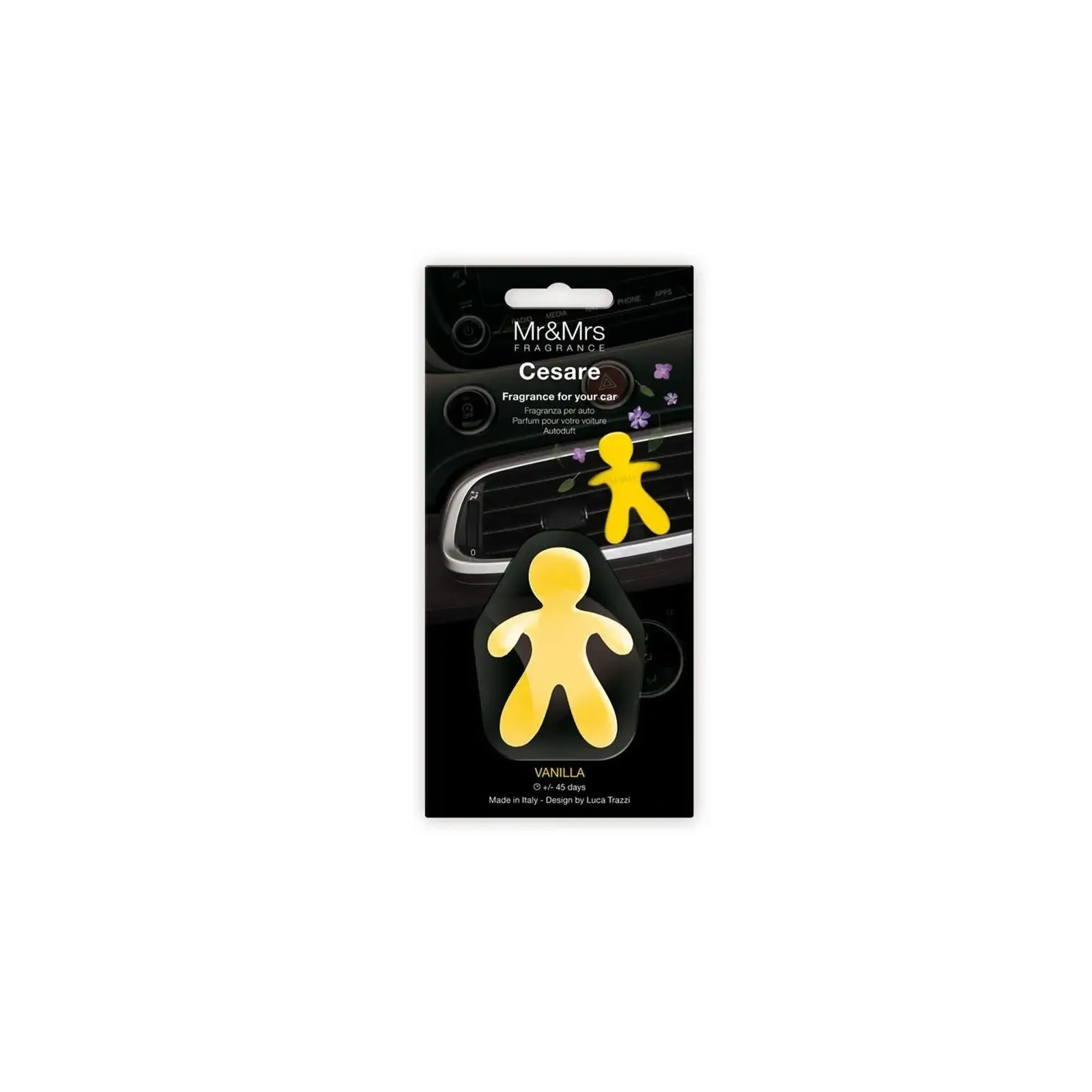 MR&MRS FRAGRANCE Cesare odświeżacz do samochodu Żółty VANILLA 12g