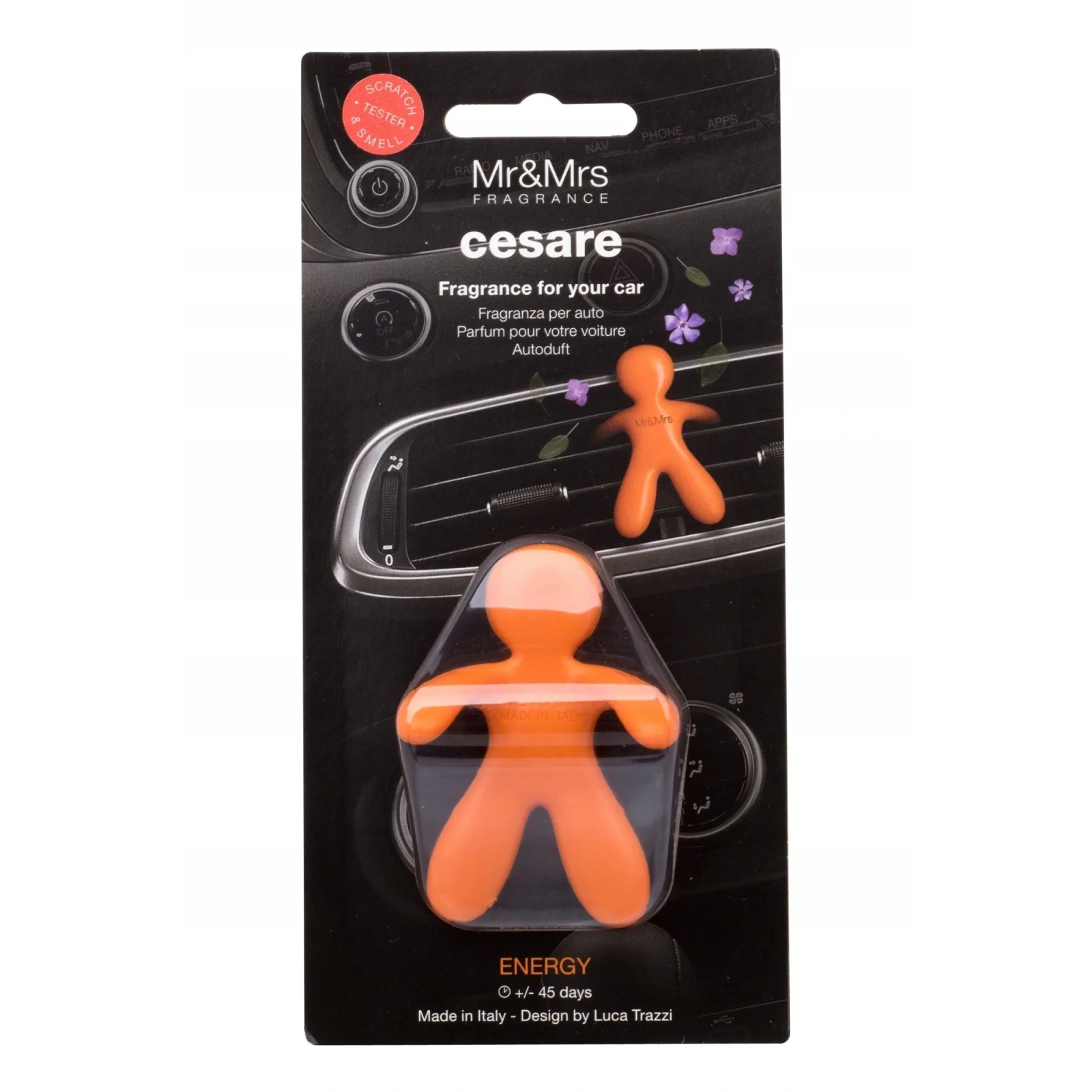 MR&MRS FRAGRANCE Cesare odświeżacz do samochodu Pomarańczowy ENERGY 12g