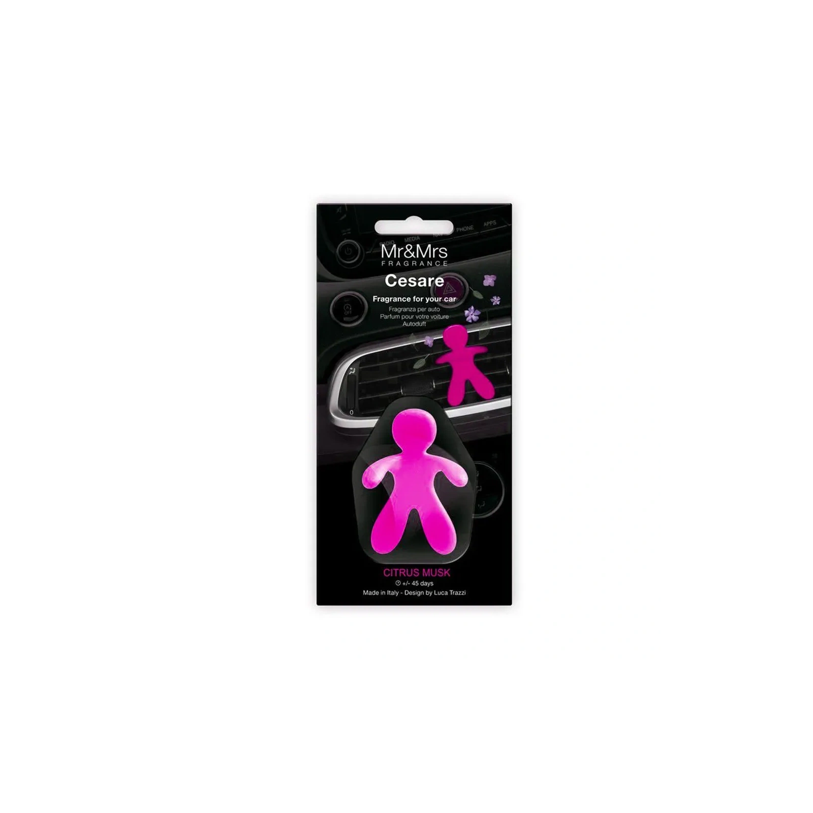 MR&MRS FRAGRANCE Cesare odświeżacz do samochodu Różowy CITRUS&MUSK 12g