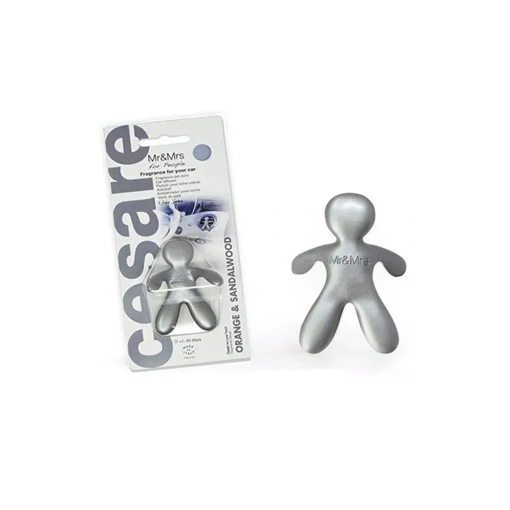 MR&MRS FRAGRANCE Cesare odświeżacz do samochodu Srebrny ORANGE&SANDAL WOOD 12g