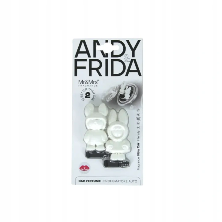 MR&MRS FRAGRANCE Andy&frida odświeżacz do samochodu Biały NEW CAR 2x17,5g