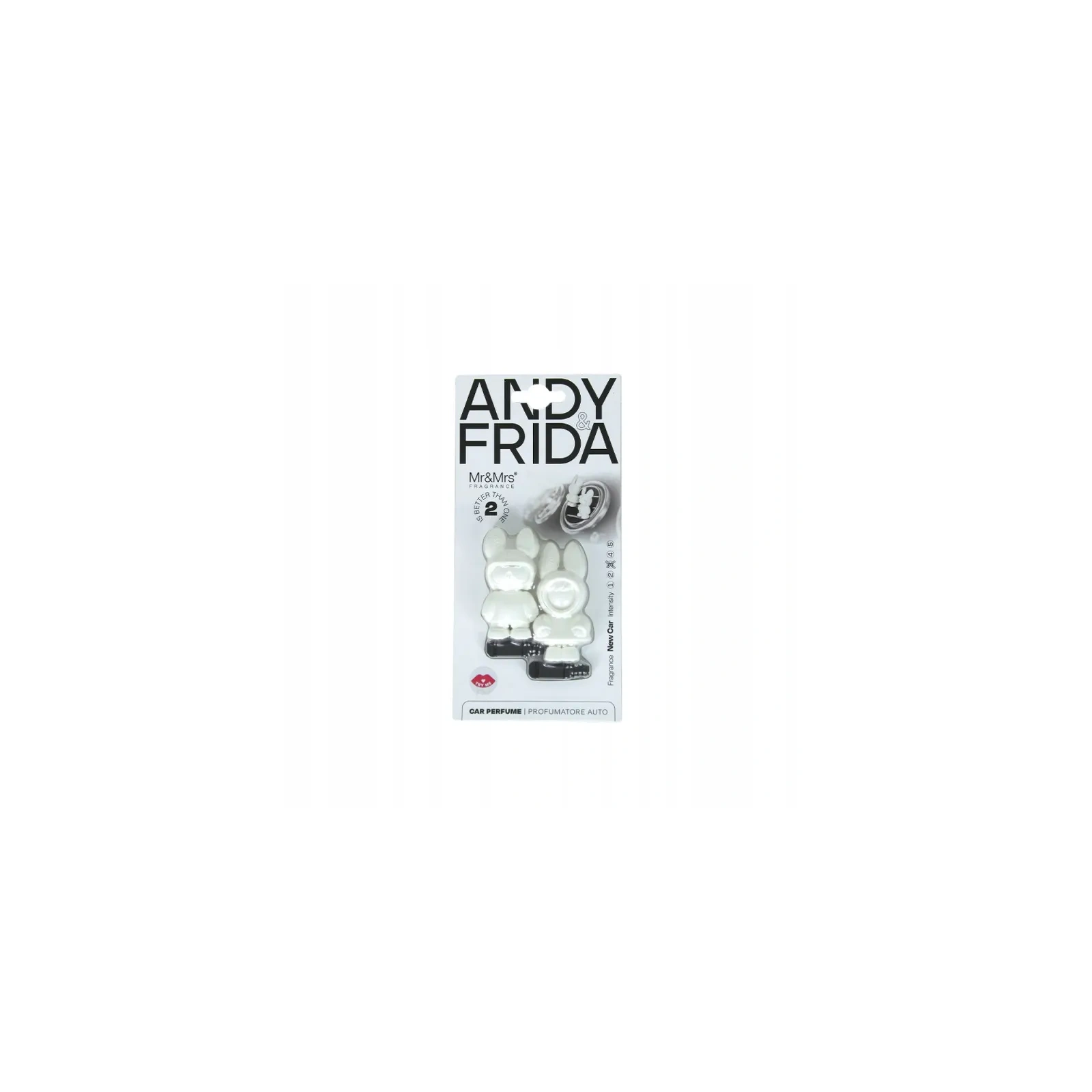 MR&MRS FRAGRANCE Andy&frida odświeżacz do samochodu Biały NEW CAR 2x17,5g