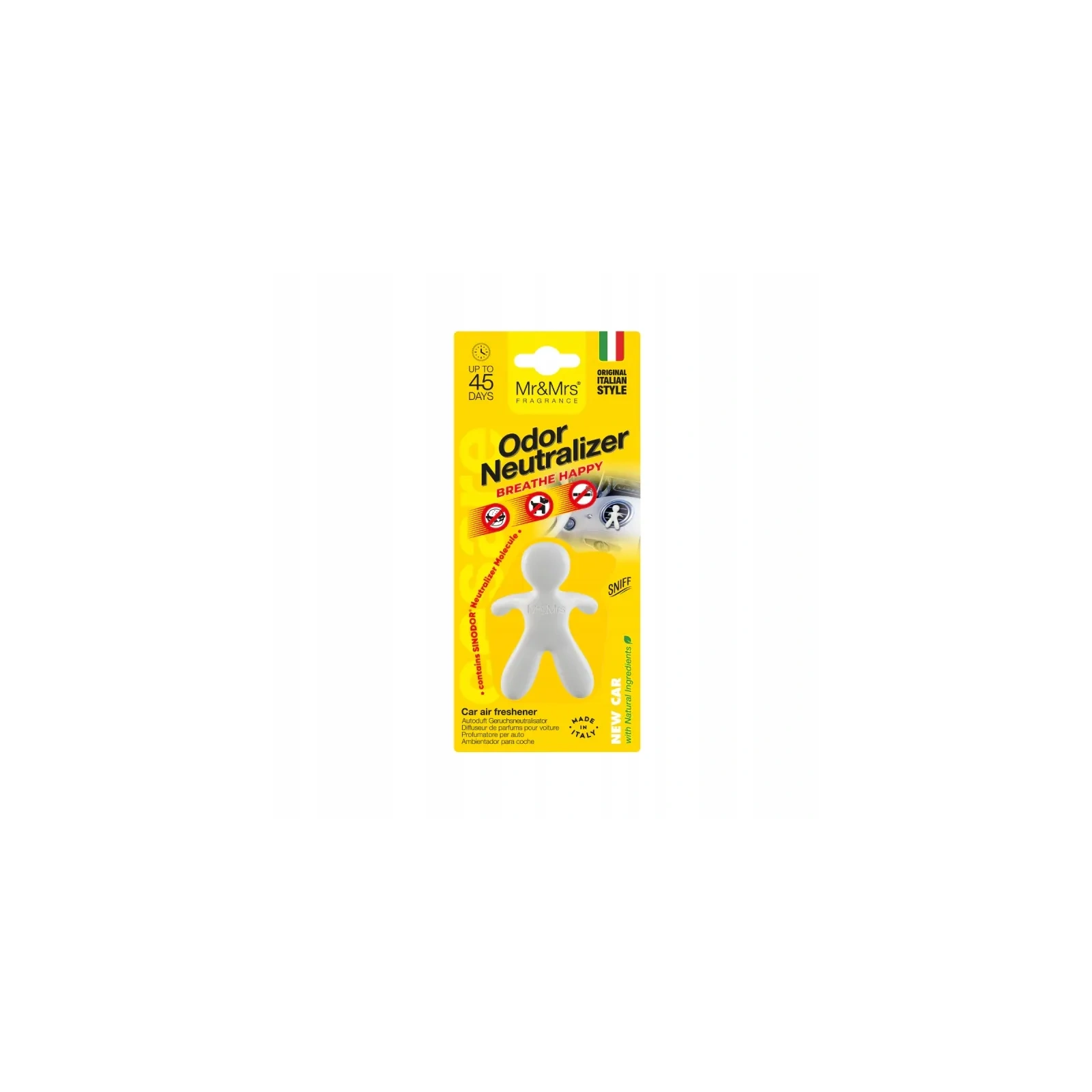 MR&MRS FRAGRANCE Cesare odświeżacz do samochodu + neutralizator Biały NEW CAR 12g