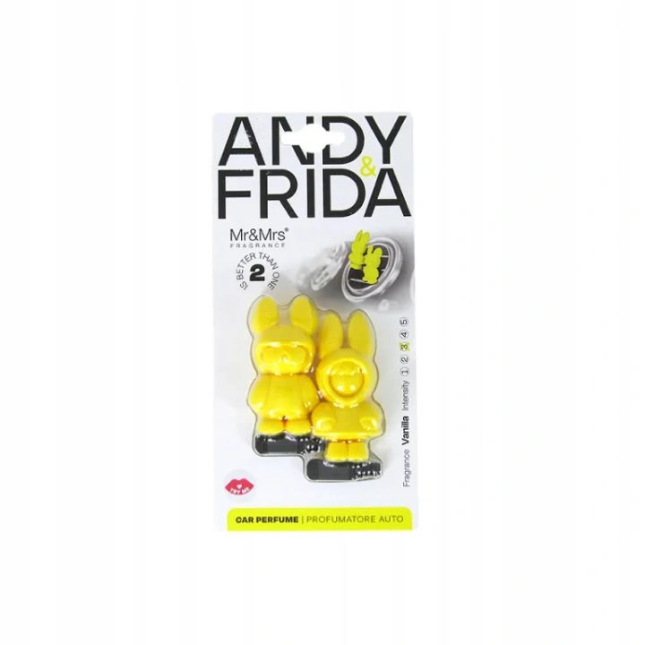 MR&MRS FRAGRANCE Andy&frida odświeżacz do samochodu Żółty VANILLA 2x17,5g
