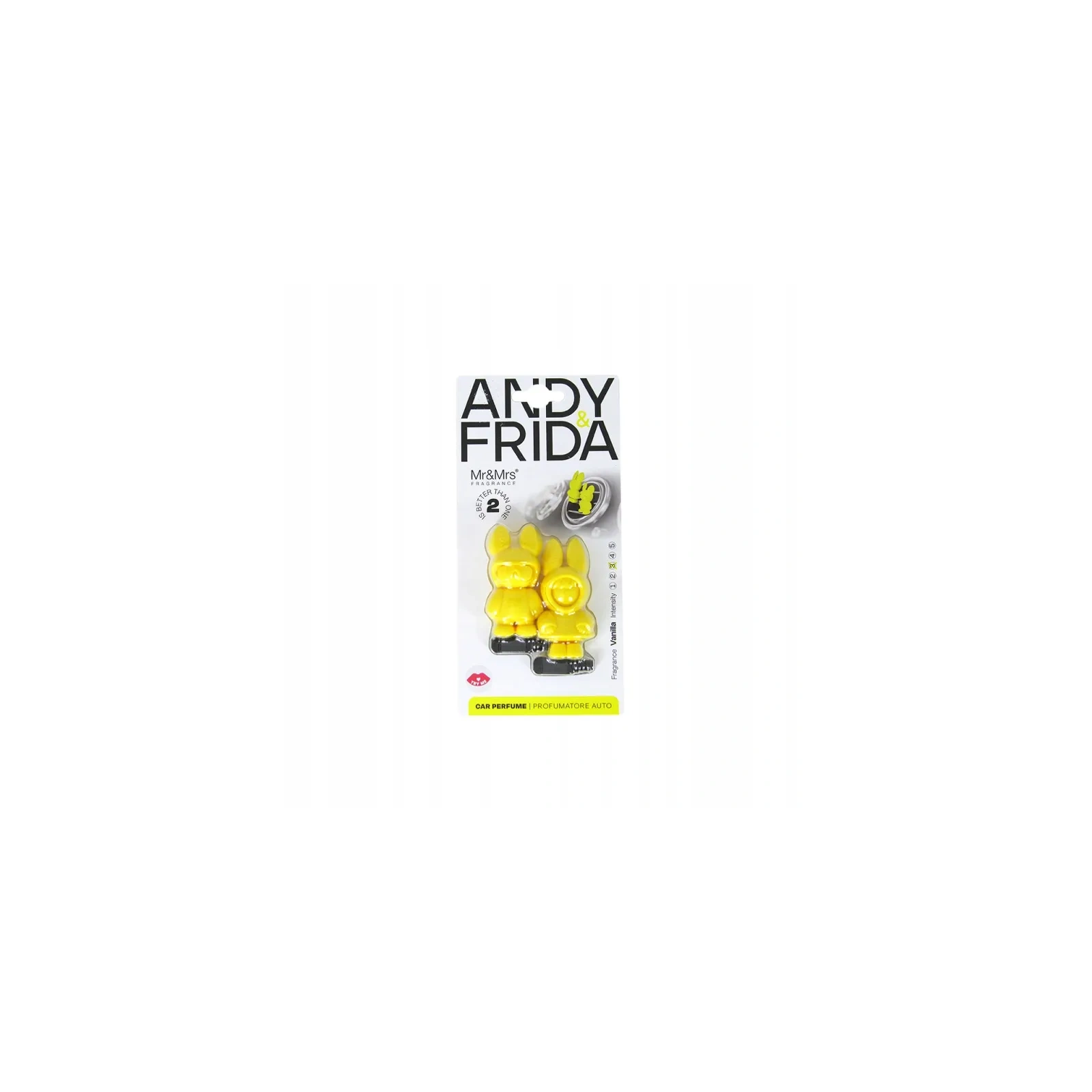 MR&MRS FRAGRANCE Andy&frida odświeżacz do samochodu Żółty VANILLA 2x17,5g