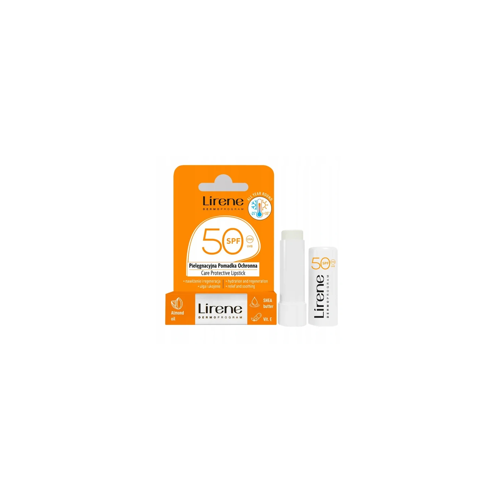 LIRENE Care Protective Lipstick pomadka ochronna Almond Oil SPF50 4,6g 