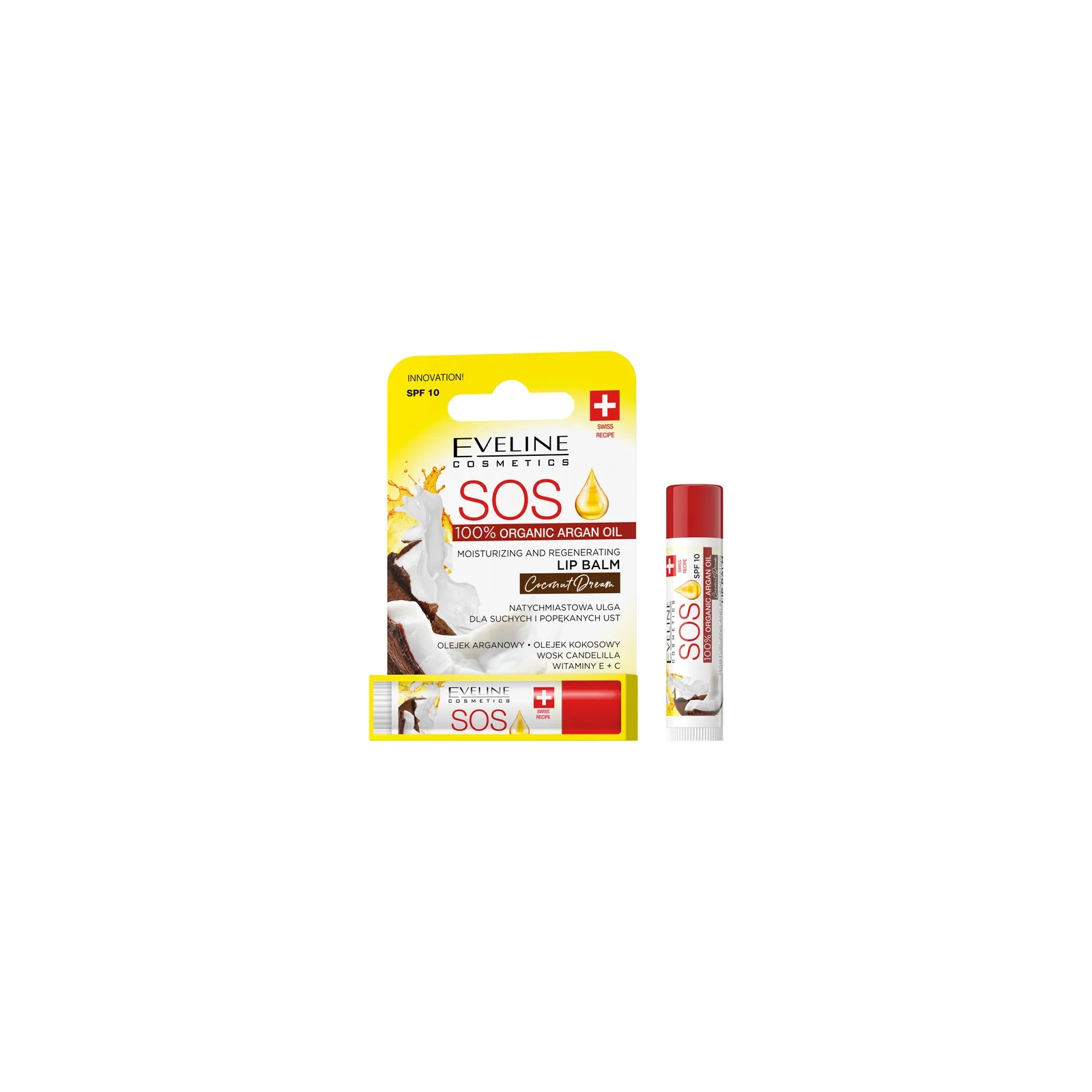 EVELINE SOS Argan Oil pomadka ochronna Coconut Dream SPF 10 5ml