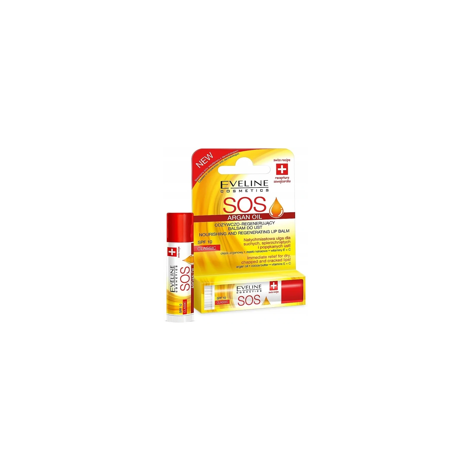 EVELINE SOS Argan Oil pomadka ochronna regenerująca Mango SPF 10 5ml