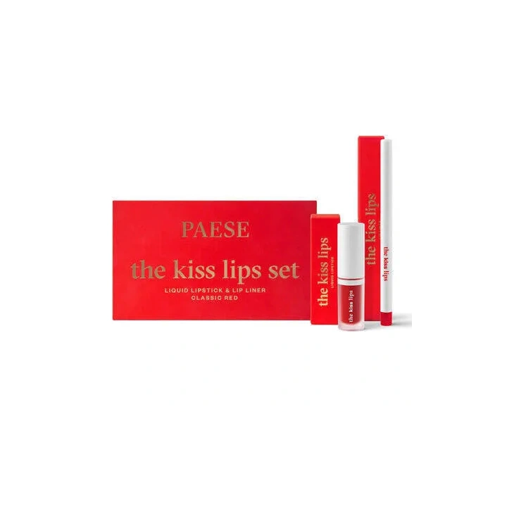 PAESE The Kiss Lips zestaw konturówka i pomadka w płynie 06 Classic Red 