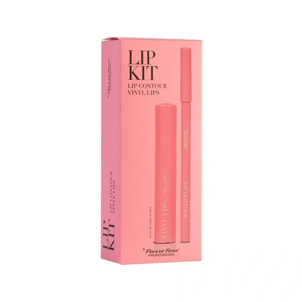 PIERRE RENE Lip Kit zestaw pomadka z kredką do ust 01 Coral Fusion