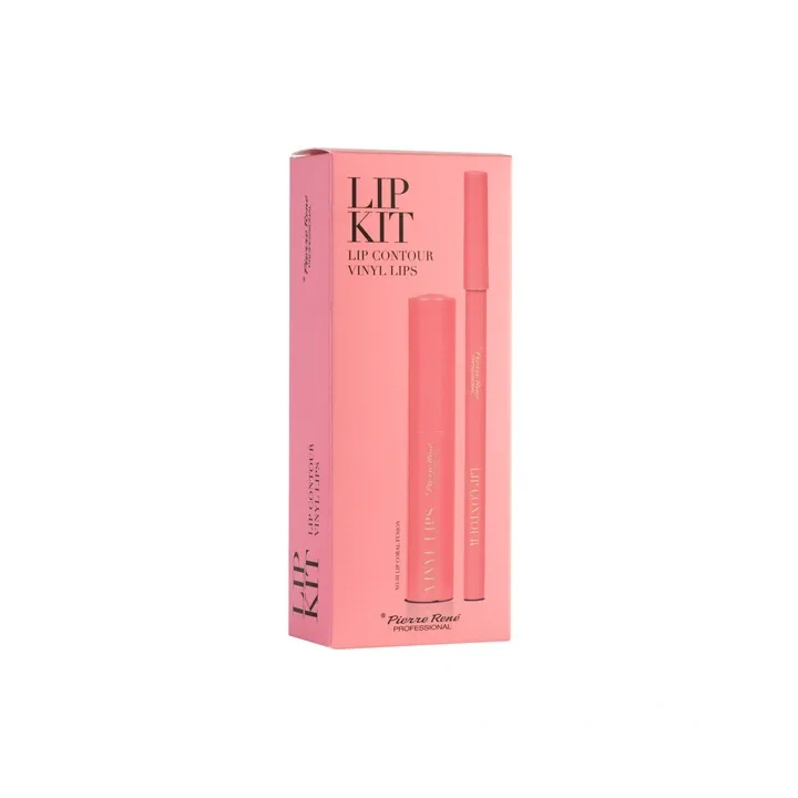 PIERRE RENE Lip Kit zestaw pomadka z kredką do ust 01 Coral Fusion