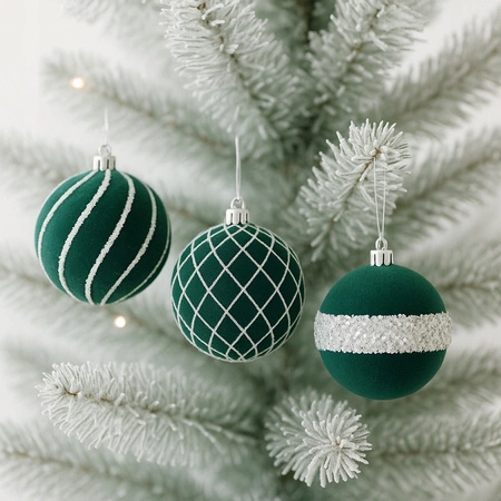 ECARLA komplet bombek bożonarodzeniowych średnica 8cm Zielone BSN68 9szt