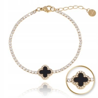 ECARLA bransoletka na rękę ze stali chirurgicznej pozłacanej Koniczynka BST1512CZ