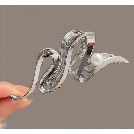 ECARLA spinka do włosów klamra XL Brudne Złoto z Perełą SP235