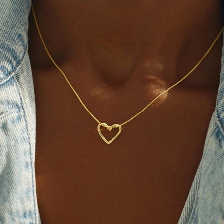 ECARLA naszyjnik ze stali szlachetnej pozłacanej ŻYŁKA SERCE NST2152