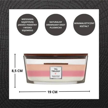 WOODWICK Hearthwick Trilogy świeca w słoiku elipsa BLOOMING ORCHARD 453g