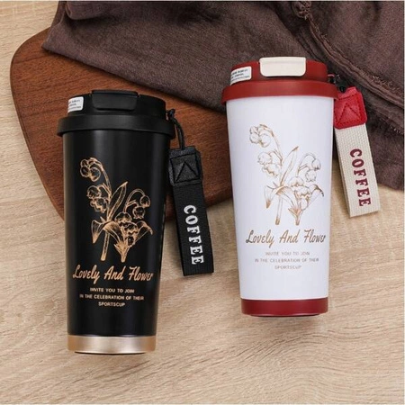 ECARLA kubek termiczny uchwytem i ustnikiem 550ml Kremowy BD28WZ4