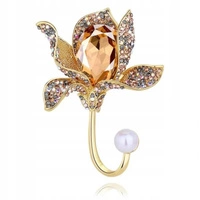 ECARLA broszka kryształowa z cyrkoniami Kwiat z perłą BZ121